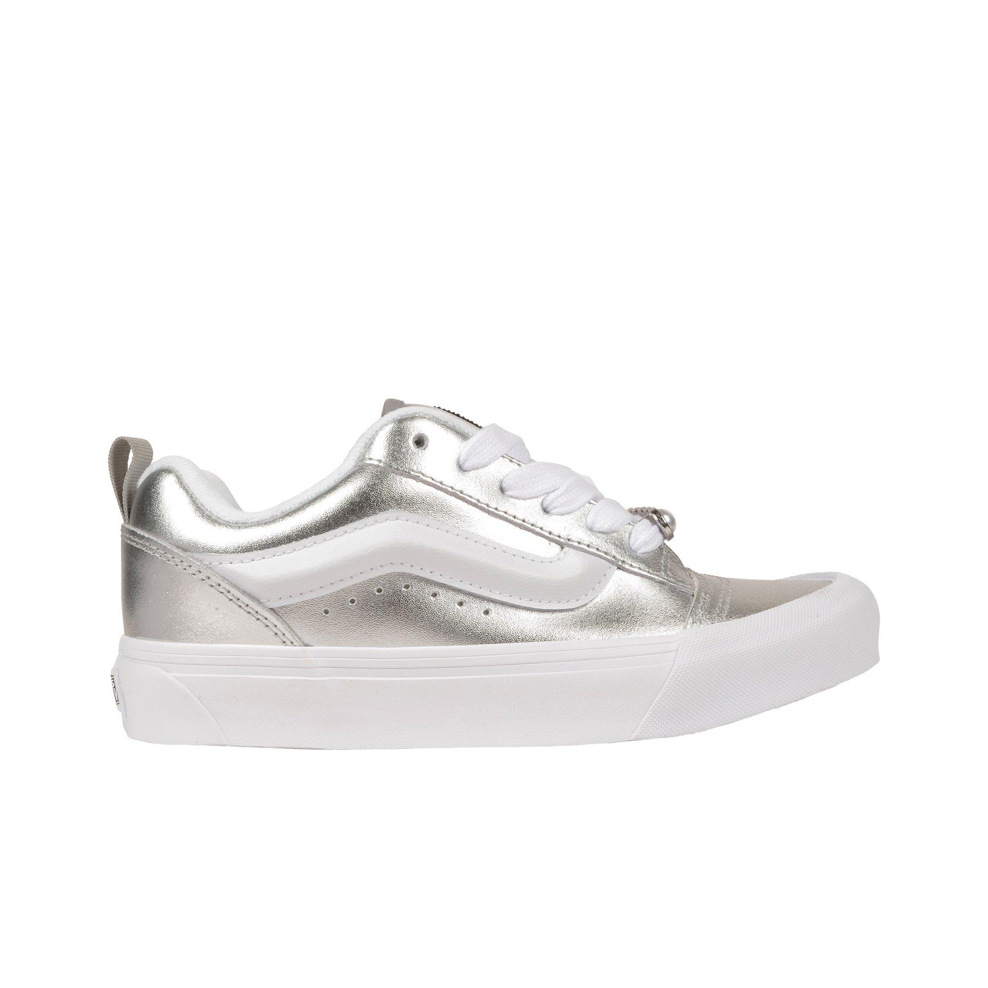 VANS Knu Skool Metallic Silver Leather Shoe | Hibbett
